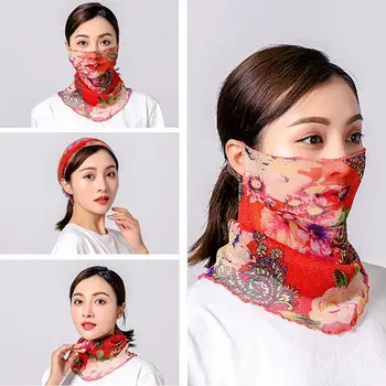 

Women Soft Printed Breathable Sun Protection Face Mask Neck Gaiter Headband bufanda de mujer маска защита fast shipments