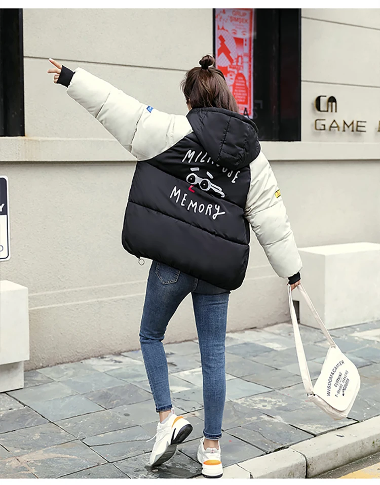 According to Nalini Winter New Style Korean-style down Jacket Women's Short down Coat Student Uniform Cotton Coat Loose-Fit