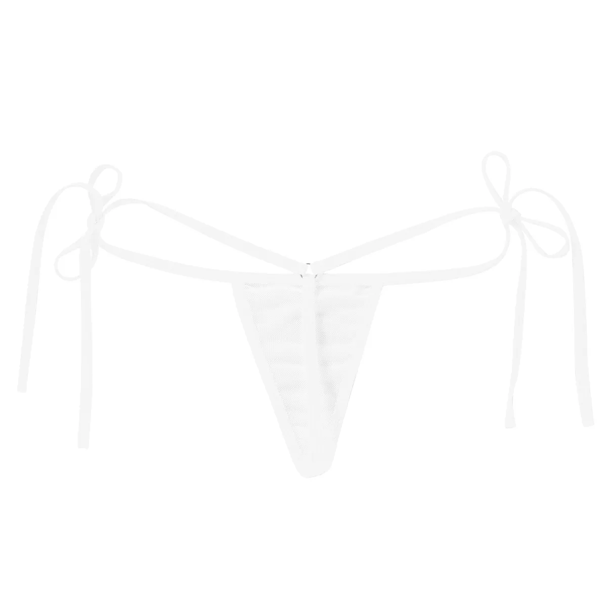 Hot Womens Mesh See Through Sheer Sissy Brazilian Panties Lingerie Low Rise Mini Thong Tie-Side Panties Bikini Briefs Underwear