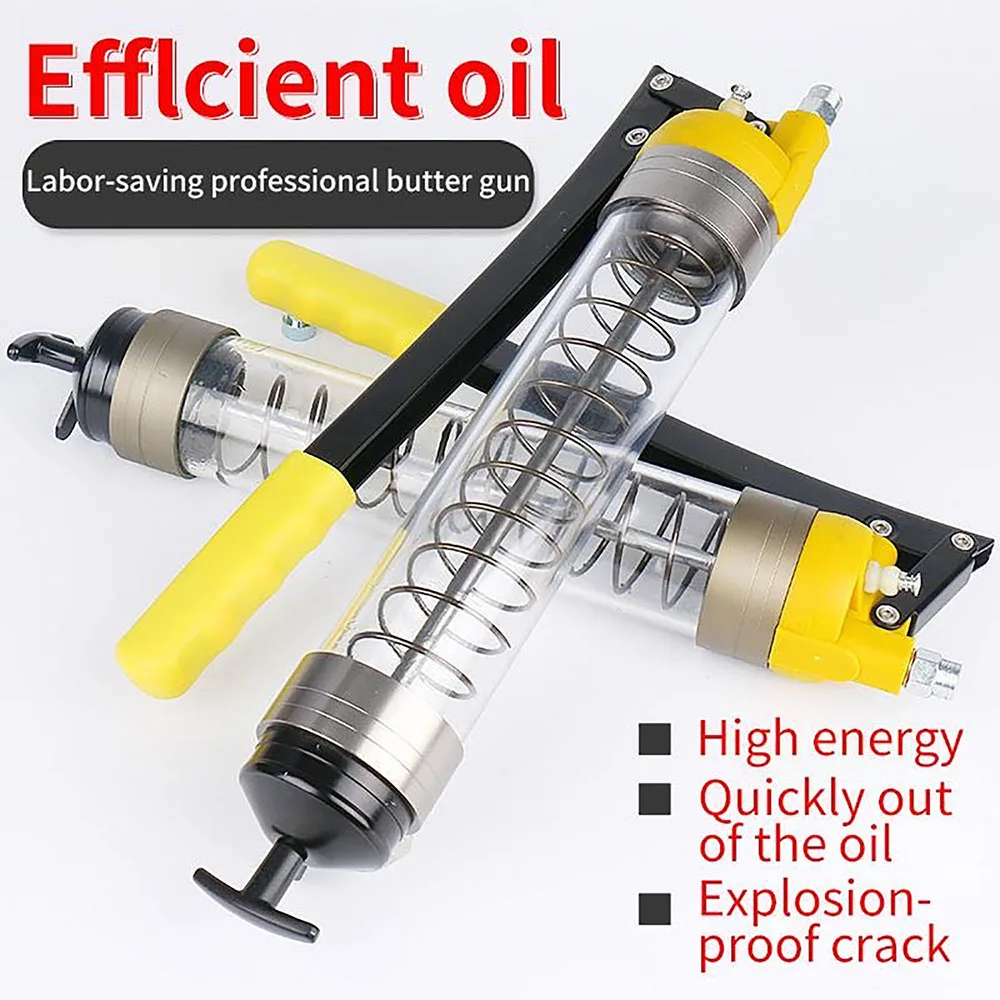 Manual Heavy Duty 12000PSI Grease Gun 600CC 900CC Transparent Single Piston Spring Type High Pressure Butter Tool |