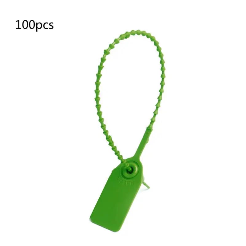 100 шт одноразовые пластиковые Pull-Tite защитные уплотнения вывески пронумерованные самофиксаторы E65B - Цвет: Зеленый