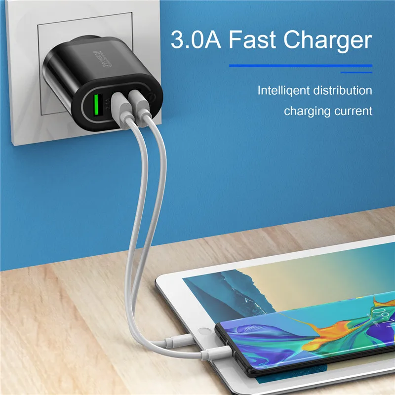 USLION 3A Быстрая зарядка 3,0 USB зарядное устройство EU US дорожное настенное зарядное устройство для iPhone 11 Pro Max samsung huawei Xiaomi Быстрая Зарядка телефона