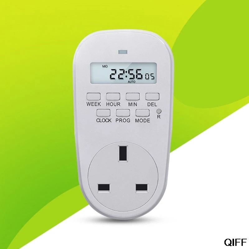 Outlet timer indoor Electric Digital Time Control Plug-in Switch Wall Clock Power Socket 250V AC UK Plug August 5