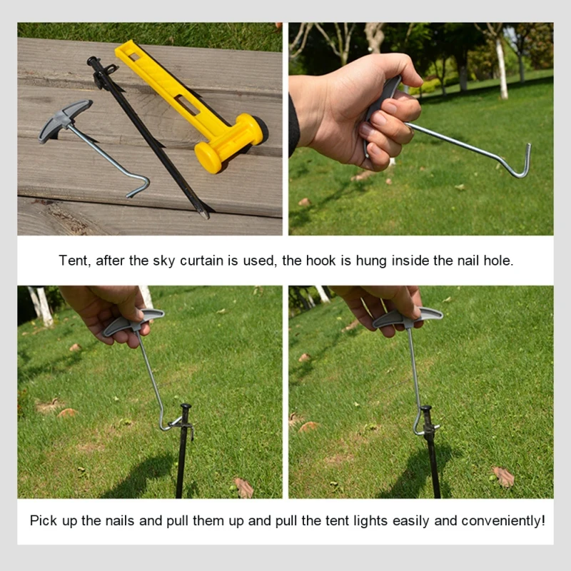 Outdoor Camping Tent Peg Stake Hammer Puller Metal Awning Stakes Hooks Remover Lifter Extractor Nail Puller Tool