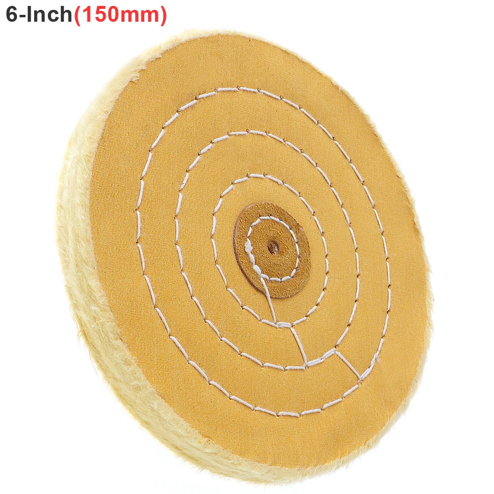 6 Inch T-shaped Yellow Cotton Cloth Polishing Wheel Flannel Mirror Buffer Pad 5mm Hole for Metal /Car | Инструменты