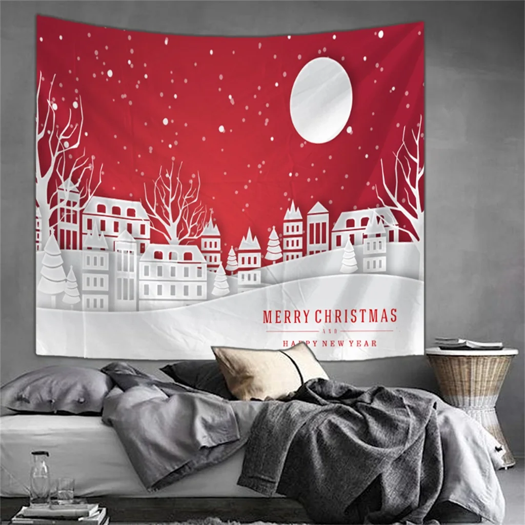 Christmas Merry Christmas Tapestry Living Room Bed Room Printing Wall Hanging Wall Art Picnic Mat Multi Print