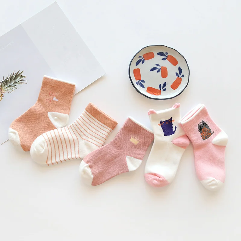 5 пар детских зимних носков осенние модные спортивные мягкие милые Носки с рисунком для девочек, детские носки хлопковые носки для маленьких мальчиков - Цвет: 03