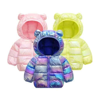 

Baby Girls Jacket Kids Boys Shiny Coats Children's Jackets With Cute Ear Hoodie Spring Baby Boy Costume Infant Clothing For 1-5y