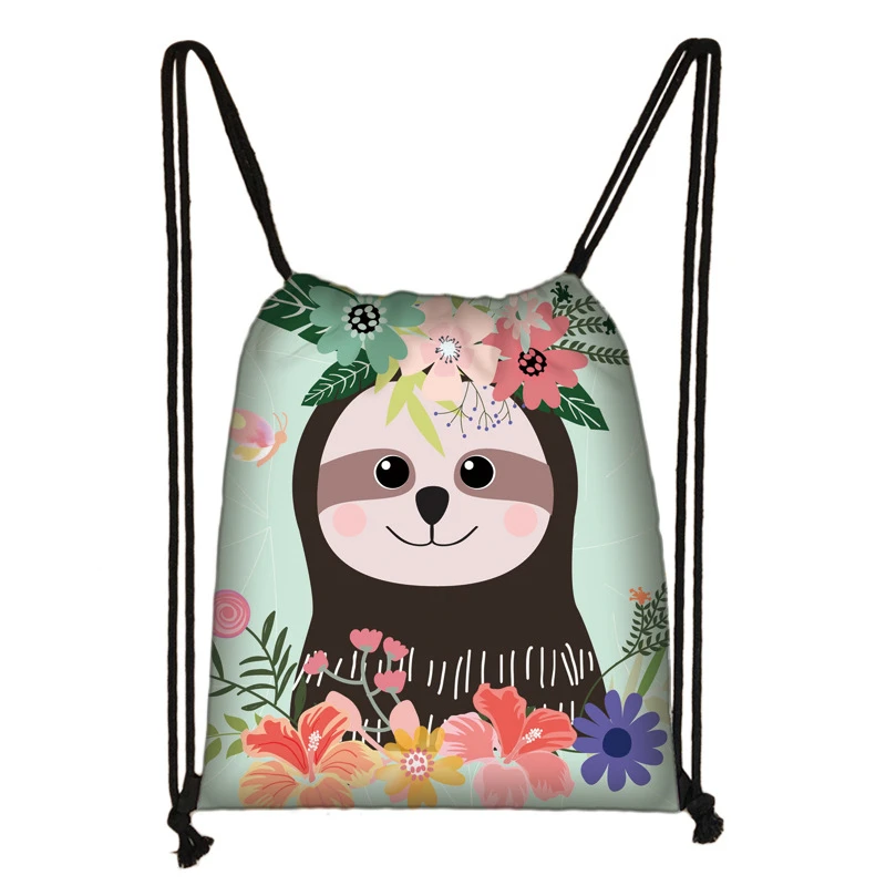 Creative Sloth Pattern Summer Beach Towel with Drawstring Bag Portable Round Microfiber Bath Towel Outdoor Travel Yoga Blanket