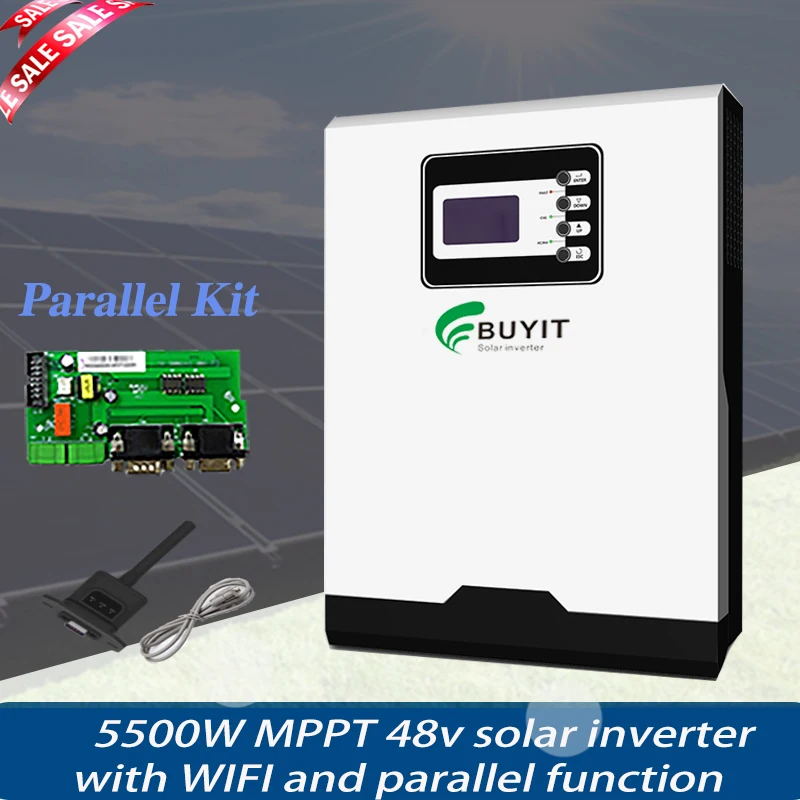 

Parallel 5.5KW Solar Inverter 500Vdc 100A MPPT 48V Off Grid Pure Sine Wave Can Activate LifePO4 Battery With WIFI High Voltage