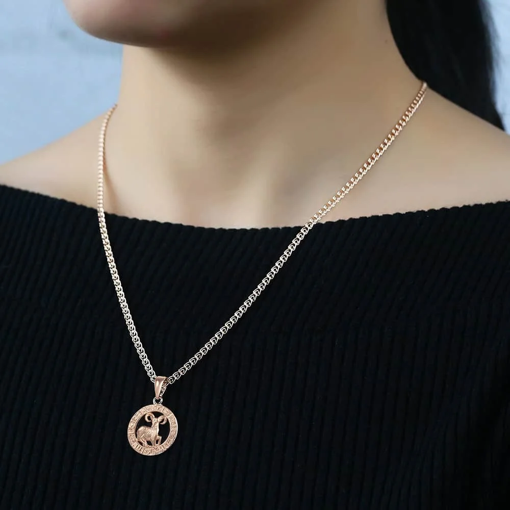 12 Zodiac Sign Constellations Pendant Necklace For Women Men 585 Rose Gold Necklace Fashion Birthday Gifts Drop Shipping GPM16A - Image 6