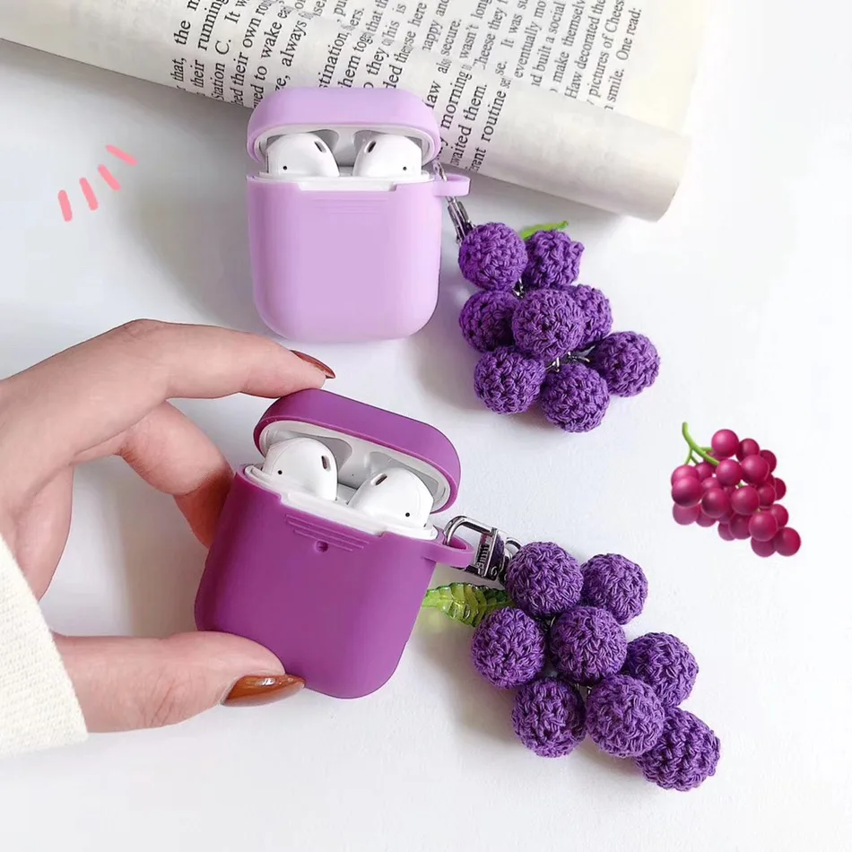 

Dinosaur Bear Earphone Case for AirPods 2 Case Cute Silicone Cartoon Grape Cover for Apple Air Pods Case Protective Accessories
