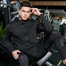 Стиль Повседневное Спортивные куртки Для мужчин Training Йога с капюшоном Спортивная одежда универсальный длинный рукав одежда для бега