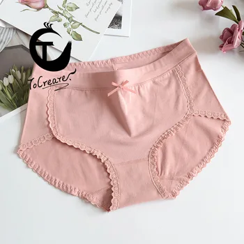 

Cotton WOMEN'S Underwear Hipster Lace Edge Breathable Organic Cotton WOMEN'S Panties 8018 women pink