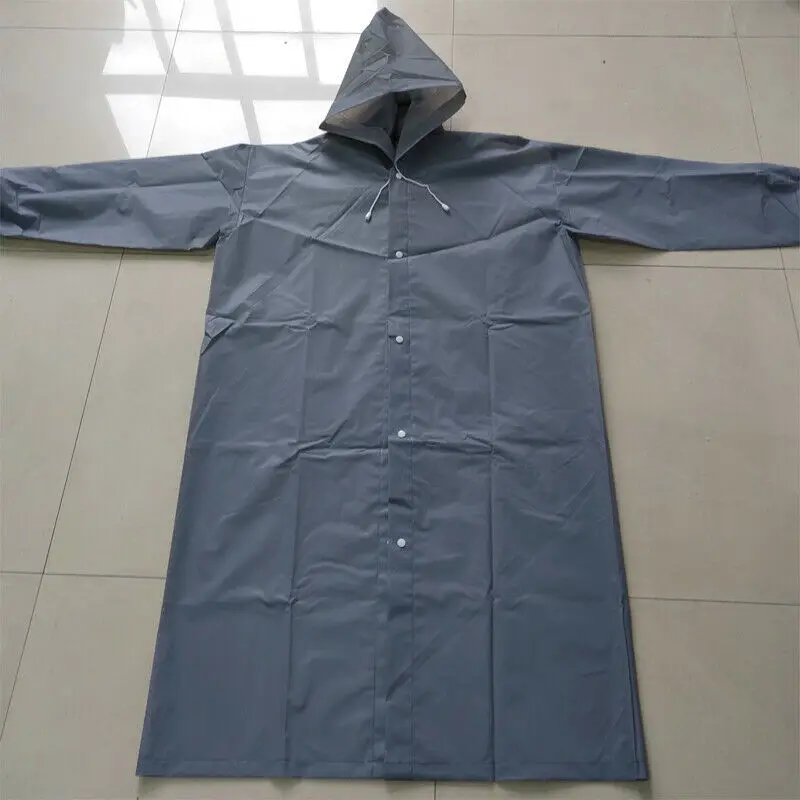 Дождевик Цельный Дождевик UK Мужская Женская длинная водонепроницаемая куртка дождевик с капюшоном на кнопках дождевик для улицы BB50YY - Color: Gray