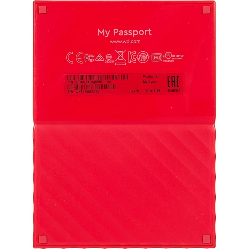 Жесткий диск WD Original USB 3.0 4Tb WDBUAX0040BRD-EEUE My Passport 2.5" красный
