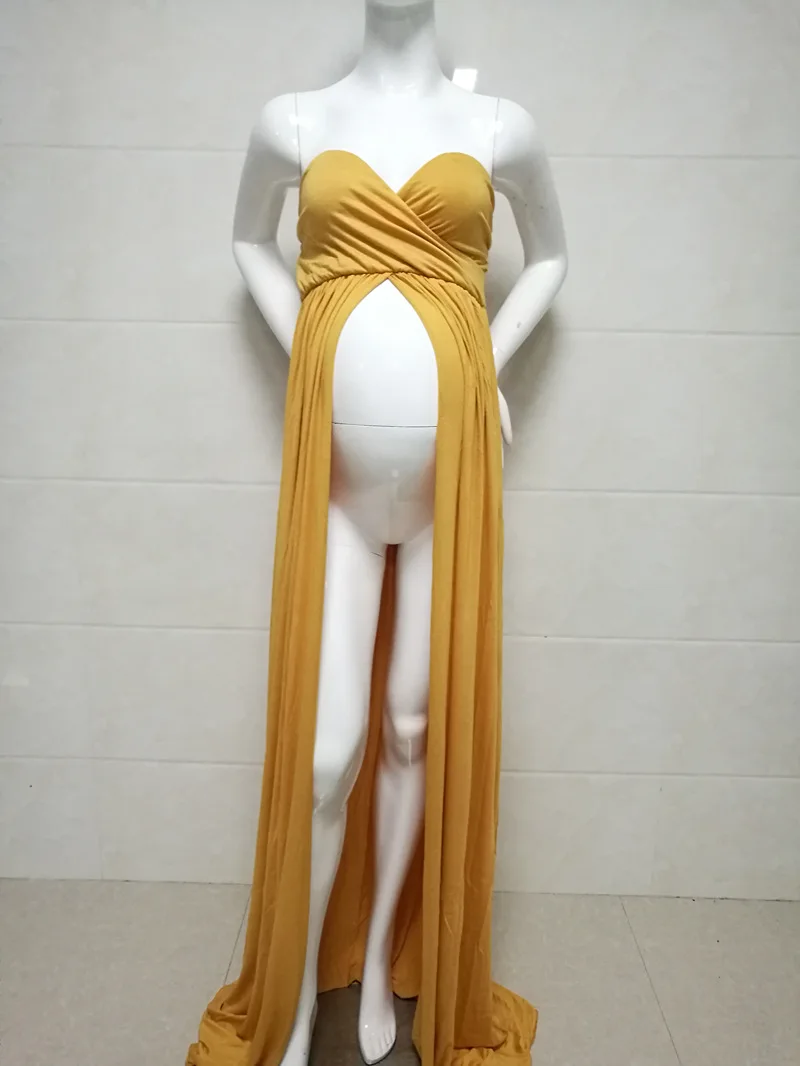 Sexy Maternity Dresses Baby Shower Long Pregnancy Dress Photography Props Split Front Pregnant Women Maxi Gown For Photo Shoots (4)
