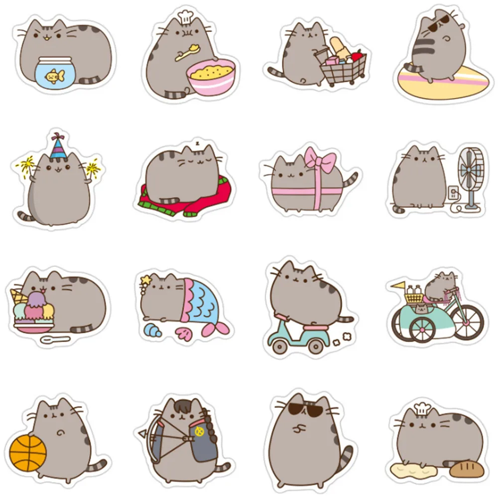 наклейки пушин кэт. набор стикеров кот пушин. стикер "котик". стикеры для распечатки. наклейки с пушином.