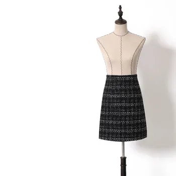 

New DQ0053 cutting cloth grid pack hip skirts qiu dong female plover case one pace skirt of tall waist