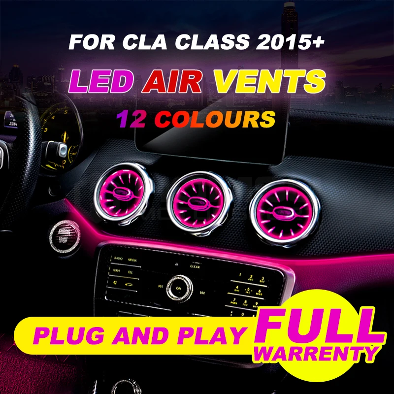 

Turbine air vent outlet LED lights For Mercedes CLA class W117 CLA200 LED air condition vent synchronized with ambient light