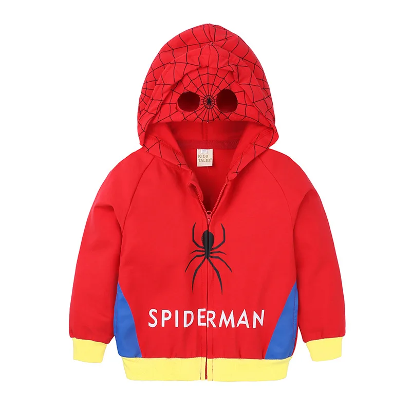 Ceny Cartoon kids boy kurtka z długim rękawem z kapturem, na suwak dzieci Batman Spiderman kapitan superman ubrania cosplay niemowlę najlepsze ubrania