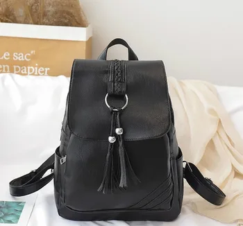 

2020 Casual PU Leather Tassels Backpack Large-Volume WOMEN'S Backpack small backpack backpack women