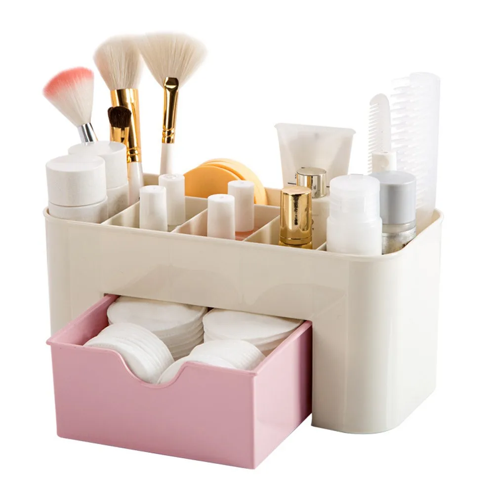 Caja de almacenamiento pincel cosmético para escritorio, organizador de plástico con cajón, artículo de maquillaje, bolígrafos, organizador, #25