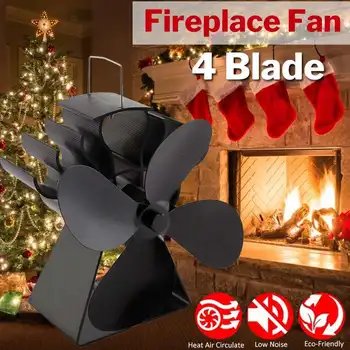 

4 Blades Heat Powered Stove Fan Eco Fireplace Fan Wood Burner Quiet Energy Saving Home Efficient Heat Distribution