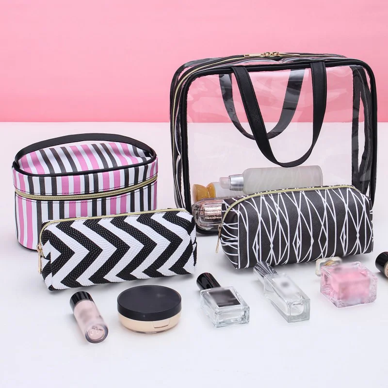 4PC/setTravel Transparent Cosmetic Bag PVC Zipper Clear Makeup Bags Beauty Case Make Up Organizer Storage Bath Toiletry Wash | Дом и сад