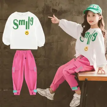 

Girls' loose hoodie casual overalls suit large foreign style Korean children's fashion two-piece spring and autumn suit