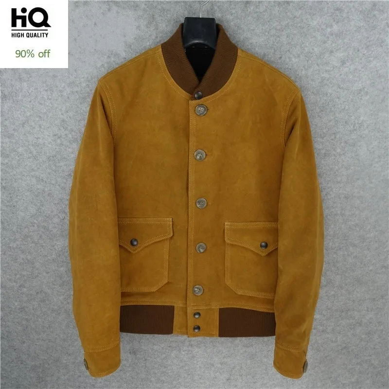

New Classic Aviator Men Genuine Leather Jacket Casual Mens Pilot Style Warm Real Leather Jacket Cow Suede Bomber Coats Winter