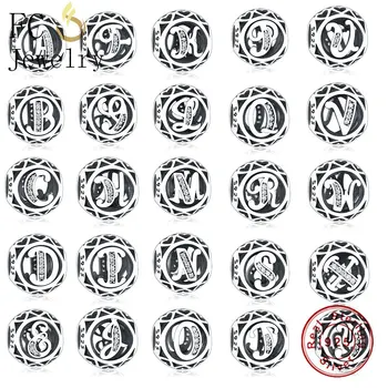 

FC Jewelry Fit Original Pandora Charm Bracelet 925 Sterling Silver Zircon Letter Alphabet A-Z Making Name Connect Berloque 2019