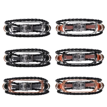 

Mi Band 5 watch Fashion Retro Strap For Mi Band 5 Wrist Strap Leather Strap Replacement Leather Beading Bracelet