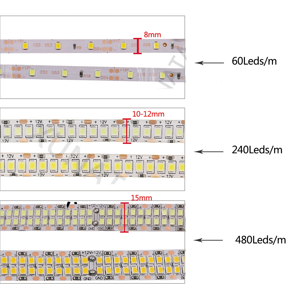 5M DC12V Светодиодная лента Лента SMD 5054 2835 5630 120Leds / m Водонепроницаемая светодиодная лента Гибкая светодиодная лента Светодиодные ленты Светодиодные лампы
