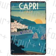 Италия Капри металлическая пластина Оловянная табличка металлический винтажный Декор металлический знак металлический плакат домашний бар паб кафе украшение винтажные плакаты