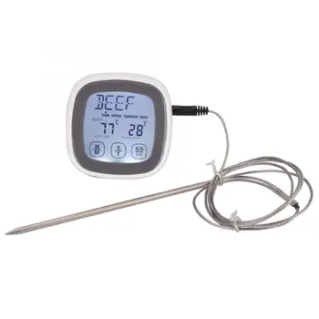 

Household Thermometers Touch Screen Kitchen Cooking Digital Food Meat Thermometer Timer Tool with Probe Household Thermometers