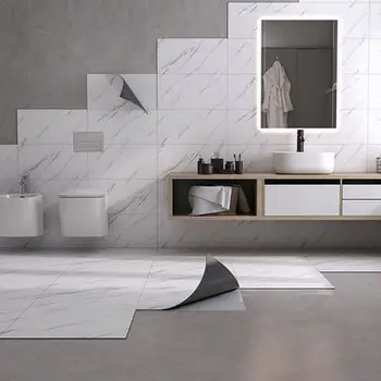 

PVC Self-Adhesive Waterproof Wallpaper 3D Marble Floor Tiles Murals Bathroom Non-slip Wall Paper 3D Flooring Home Decor Stickers