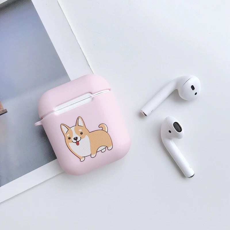 Мягкий матовый ТПУ чехол для наушников AirPods 1/2 с изображением собаки яйца и курицы