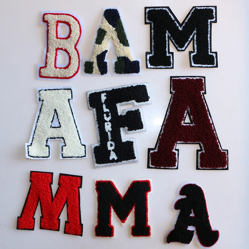 1 Pcs A B F M W English Letters Towel Embroidery Icon Iron On Patches For Clothing Diy Stripes Clothes Patchwork Custom Badges Badges Aliexpress