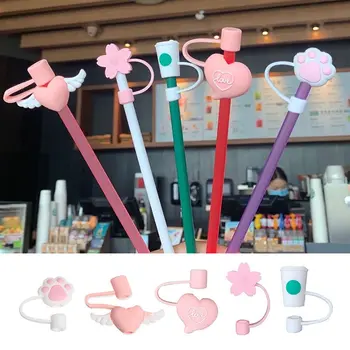 

Creative Silicone Straw Stopper Reusable Dust Cap Glass Cup Accessories Cartoon Stopper Cover Kitchen Drink Cleaner