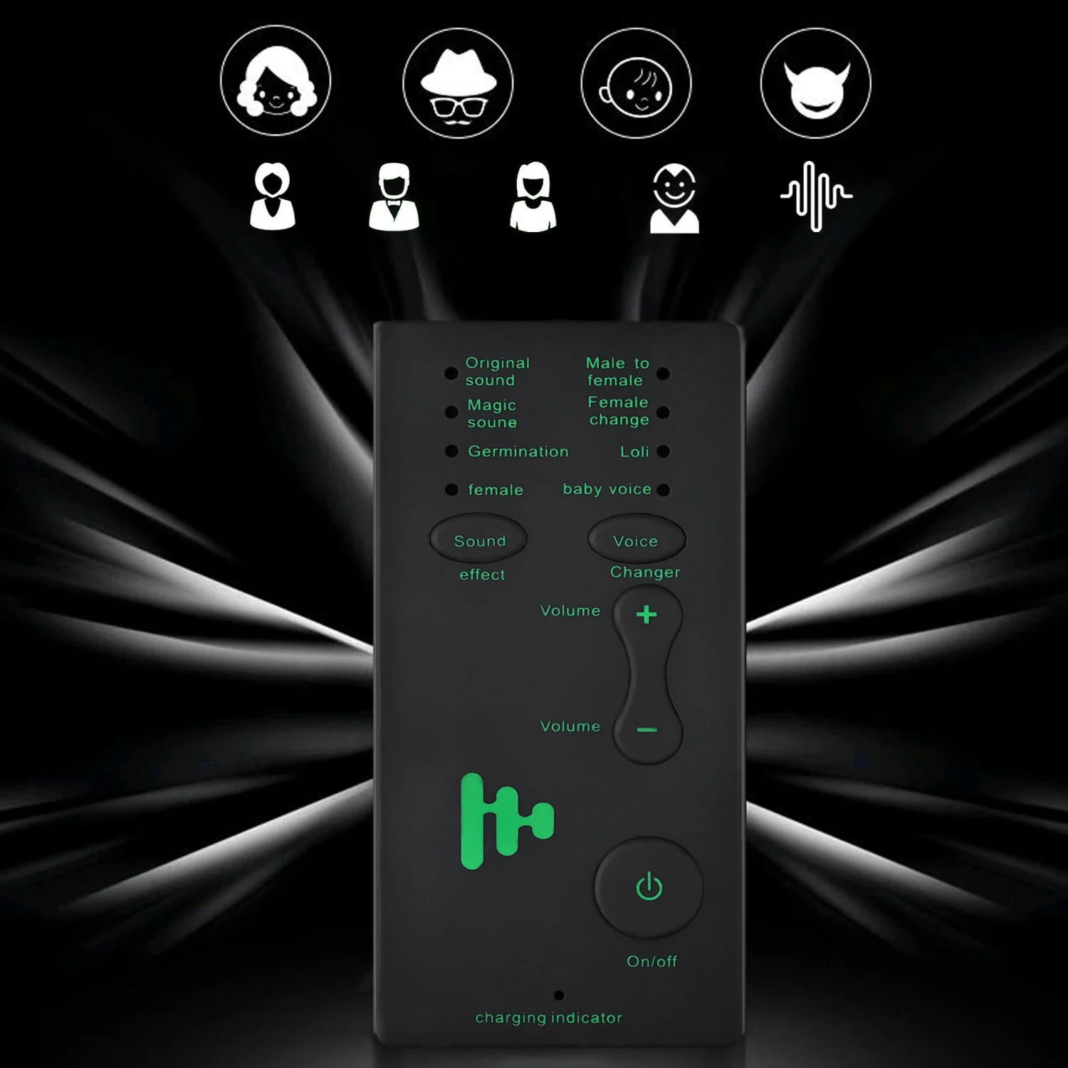 Besegad Mini Voice Changer USB Rechargeable Device with 7 Sound Effects for Mobile Phones Computers Tablets Laptops Game Gadgets