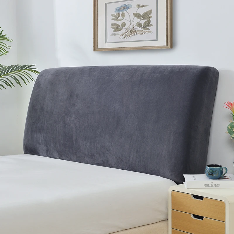 

Velvet Plush Solid Color Thicken Elastic All-inclusive Bed Head Cover Back Protection Dust Cover Headboard Cover