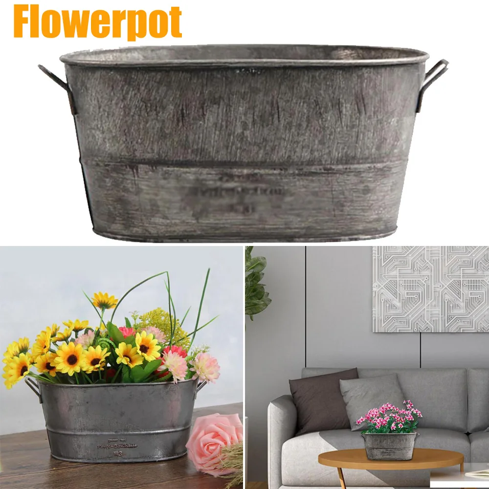Garden Plant Pot Decorative Vintage Succulent planter Zinc coat Bucket Boxes Flower Barrel Patio Yard Gardening Home Decor | Дом и сад