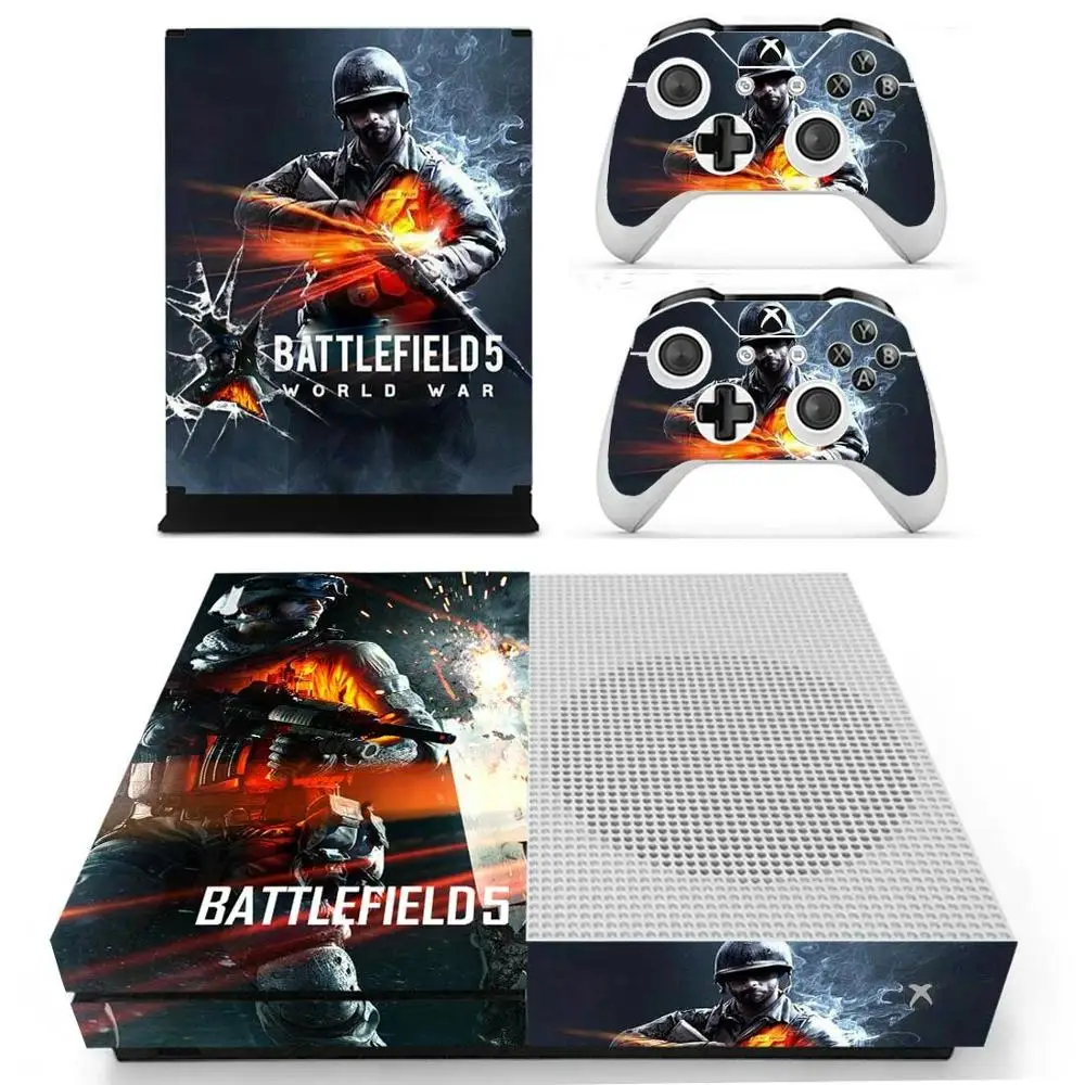 YS-xboxoneS-1428 Battlefield 5 наклейка s для Xbox One S виниловые наклейки для кожи Pegatina для Xbox one тонкая консоль и два контроллера шкуры - Цвет: YS-xboxoneS-1428