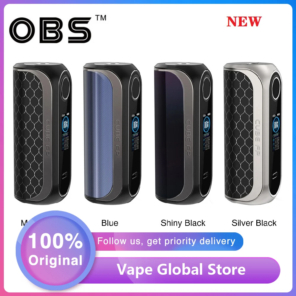 Оригинал OBS Cube FP 80 Вт VW Box MOD макс. Выход Система отпечатков пальцев 3D стеклянная