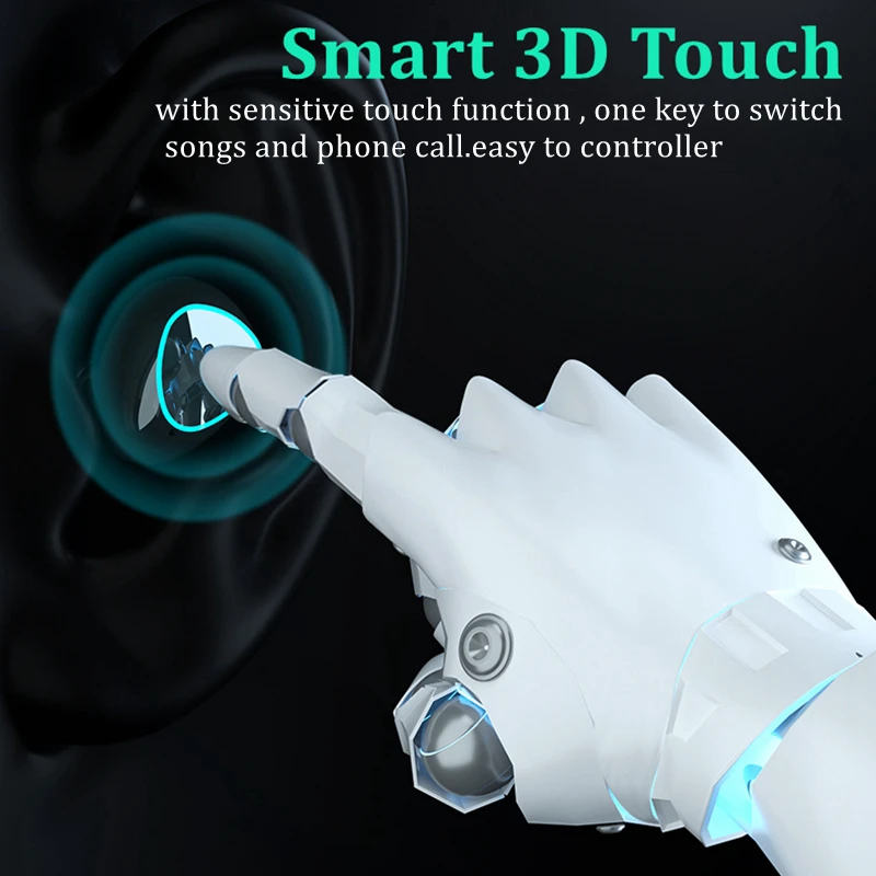 Wireless Bluetooth 5 1 Earphone 9D Stereo Eabuds With Microphone Cold LED Touch Headphones 2000mAh Charging Case Waterproof