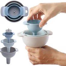 Yooap 3-в1 многофункциональная Воронка 4-Pack со съемным фильтром для доставки жидкости, жидкостей, сухих ингредиентов и порошка скандинавского синего цвета