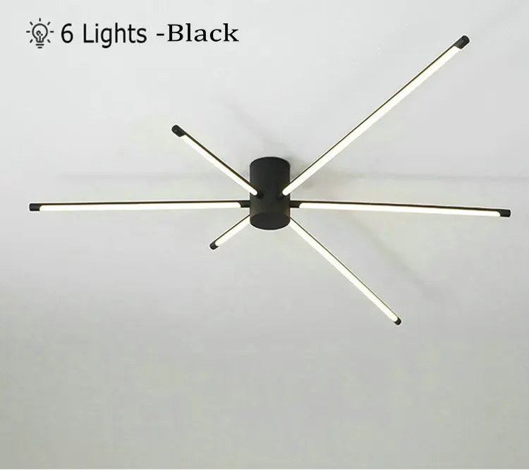 6 Lights 40W-Black Скандинавская Мода, черный потолочный светильник, светильники, переменный ток, 220 В, 110 В, для спальни, светодиодное потолочное крепление, лампа для гостиной, столовой, домашнего декора - Цвет корпуса: 6 Lights 40W-Black