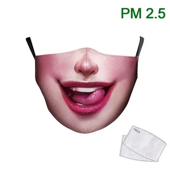 

Fabric Washable Kids Face Masks Reusable Print Big Mouth Smile Masks Children Outdoor Haze Mouth-muffle PM2.5 Protective
