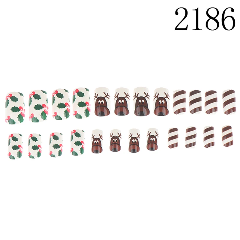 24 шт рождественские Кончики ногтей искусственные накладные акриловые дизайн поддельные ногти искусство пресс на ногти - Цвет: 86